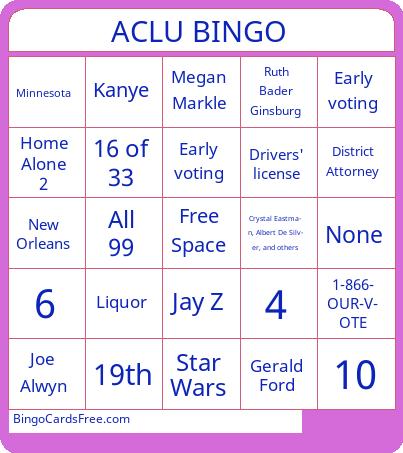 ACLU BINGO