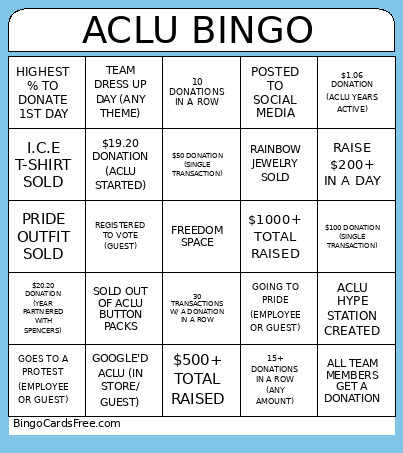 ACLU Bingo Card