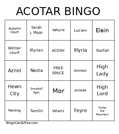 ACOTAR Bingo Card