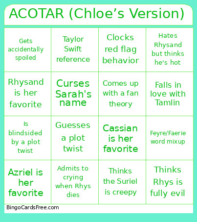 ACOTAR (Chloe’s Version) Bingo Card