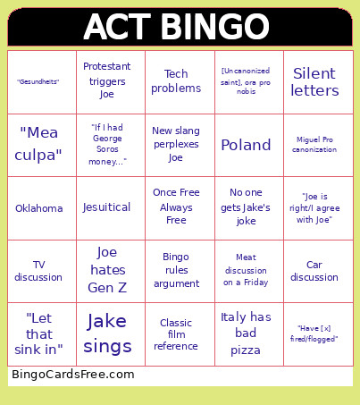 ACT Bingo Card