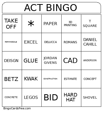 ACT Bingo Card