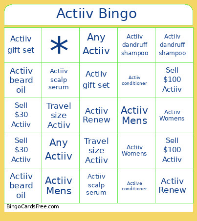 Actiiv Bingo Card
