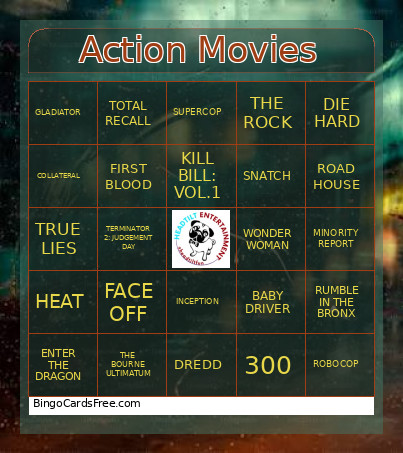 Action Movies Bingo Card