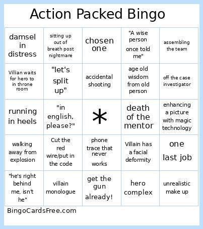 Action Packed Bingo 
