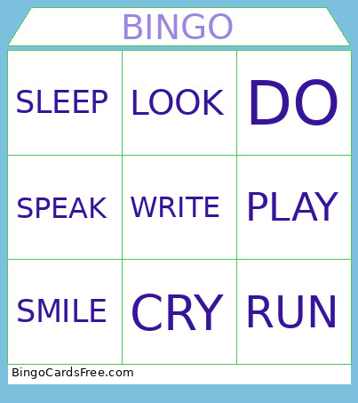 ACTION VERBS Bingo Card