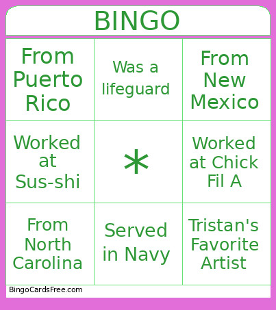 Active Listening Bingo Card