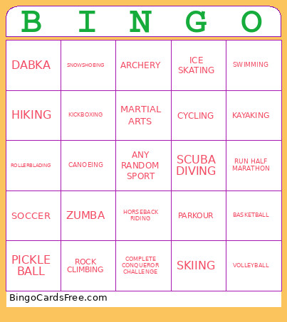 ACTIVITIES 2026 Bingo Card