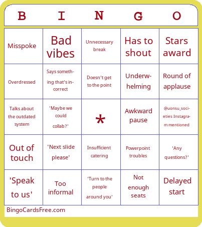 Activities forum bingo