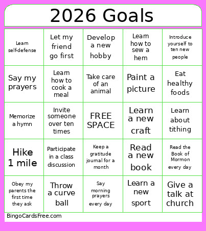 Activity Day Bingo Card