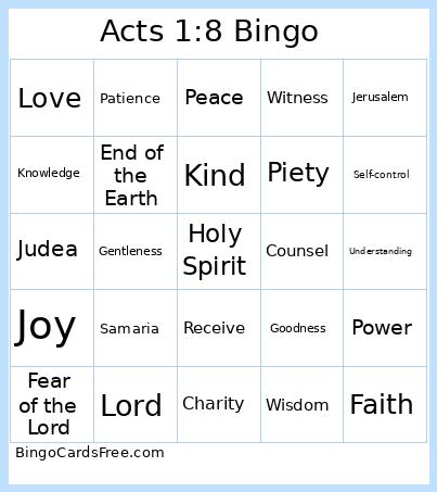 Acts 1:8 Bingo 
