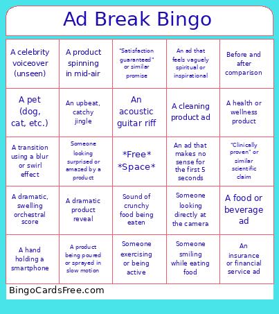 Ad Break Bingo
