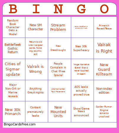 Adepticon 2026 Bingo Card