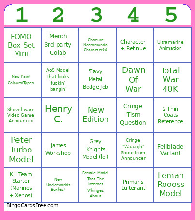 ADepticon Bingo Card