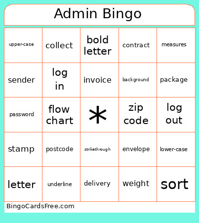 Admin Bingo Card
