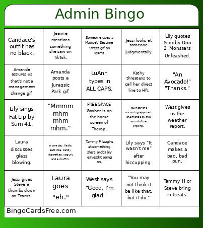 Admin Bingo