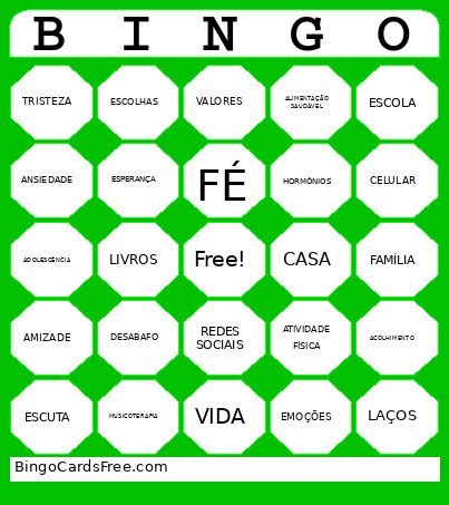 ADOLESCÊNCIA Bingo Card