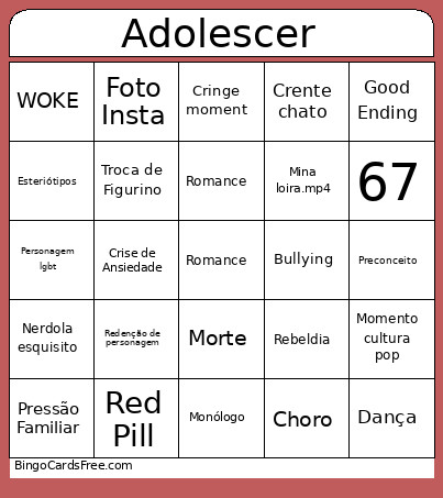 Adolescer Bingo Card
