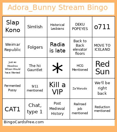Adora_Bunny Stream Bingo Card