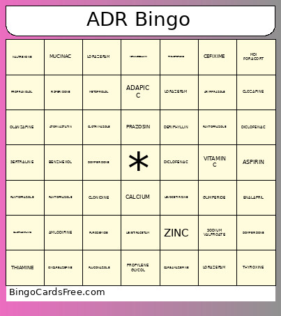 ADR Bingo Card