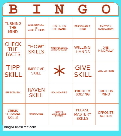AdultDBT Bingo Card