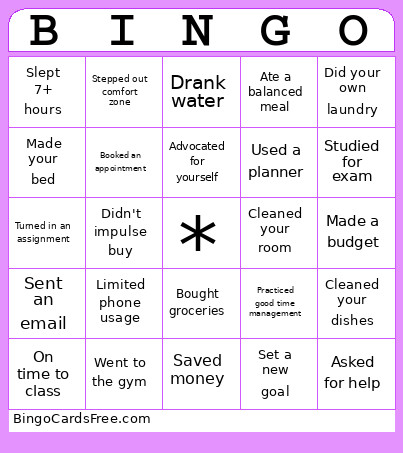 Adulting Bingo Card