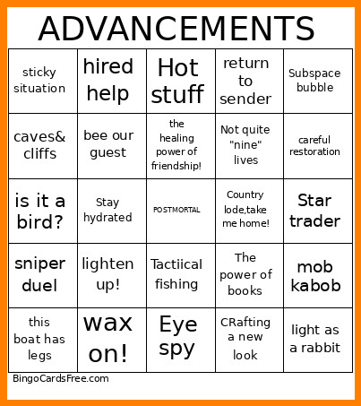 ADVANCEMENT HUNT Bingo Card