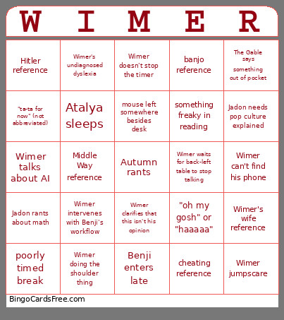 AdvPhilosophy Bingo Card