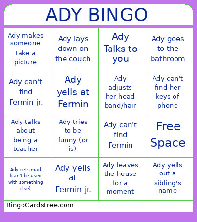 ADY Bingo Card