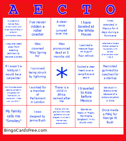 AECTO Bingo Card