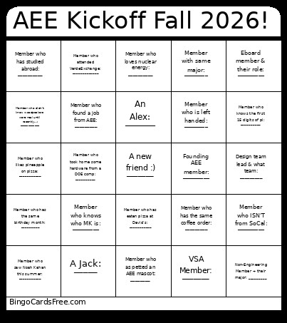 AEE Kickoff Fall 2026! Bingo Card