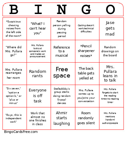 AELA Bingo Card