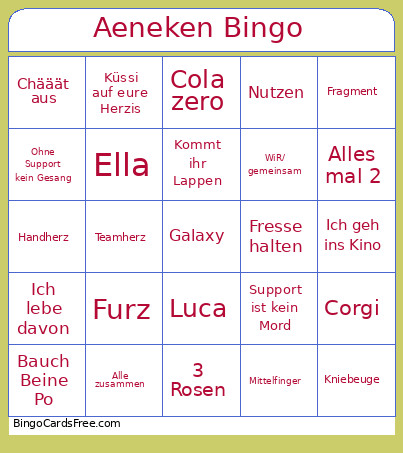 Aeneken Bingo Card