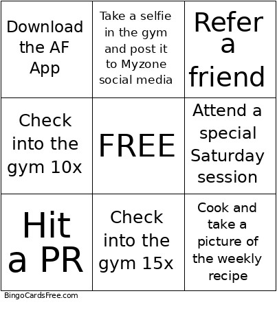 AF Marshfield Bingo Card