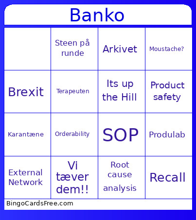 Afdeling Q- Bingo Card