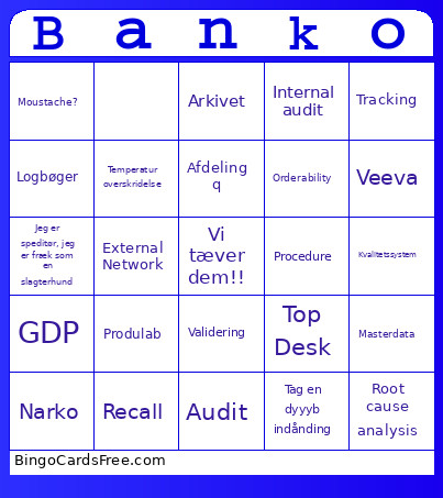 Afdeling Q A Bingo Card