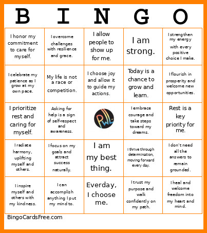 Affirmation Bingo Card