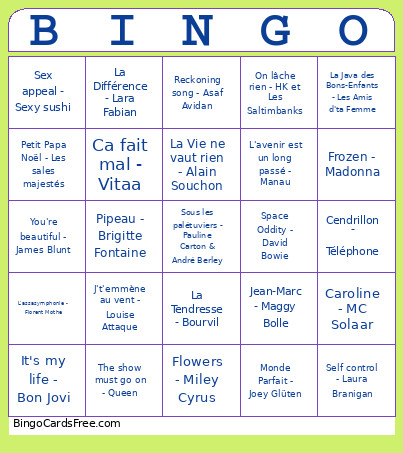 Affreux Bingo Card