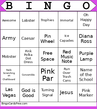 Afgafgafg Bingo Card