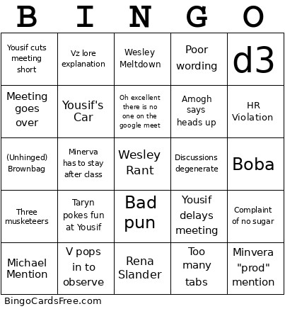 Afglkmflgkmfdkmg Bingo Card