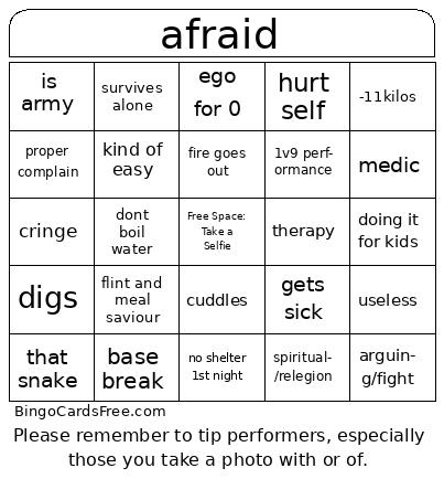 afraid Bingo