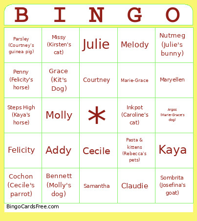 AG Bingo Card 2