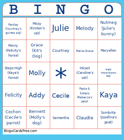 AG Bingo Card
