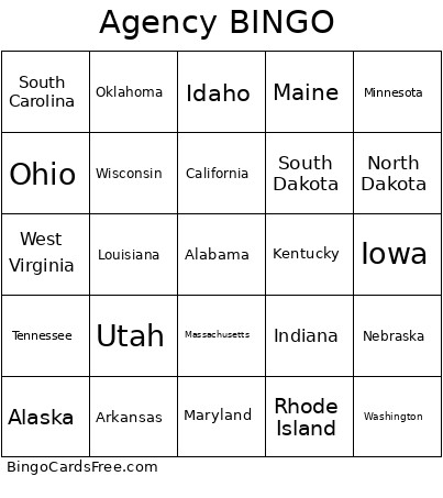 Agency Bingo Card