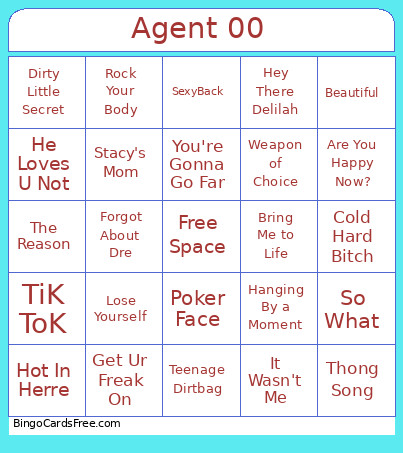 Agent 00 Bingo Card