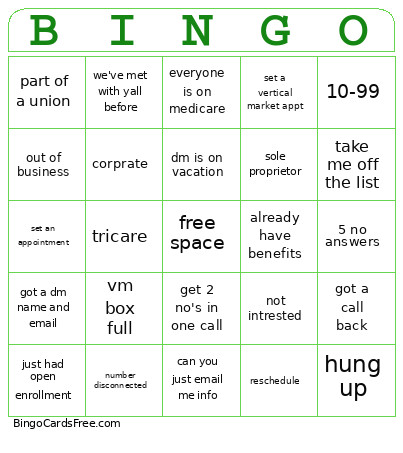 Agent Bingo Card