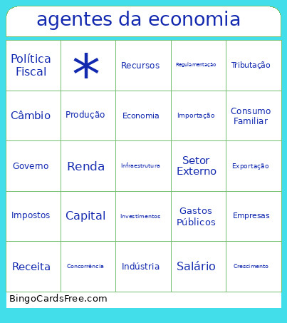 Agentes Da Economia Bingo Card