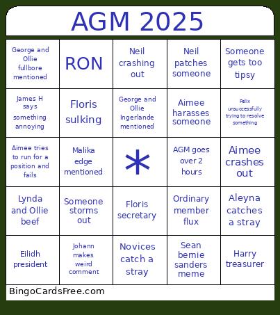 AGM 2025 Bingo Card