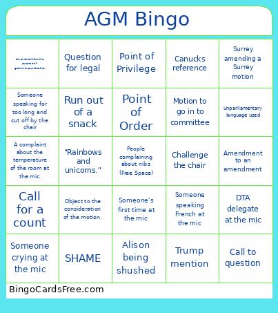 AGM Bingo Card 2