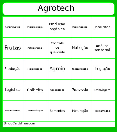 Agrotech Bingo Card